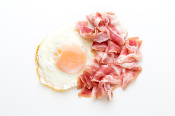 Eggs and baconon on the isolated background.