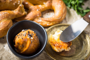 Mangalica Fat Spread with Homemade Bavarian Pretzel