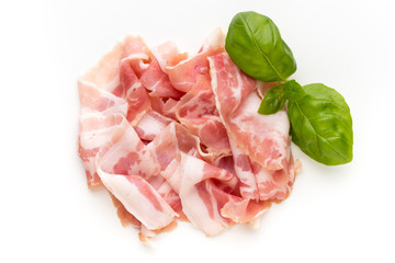 Fresh bacon on the isolated background.