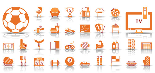 Männerabend & Fußball Iconset - Orange (Schatten) © ii-graphics