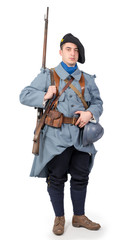 French soldier 1914 1918 isolated on white background
