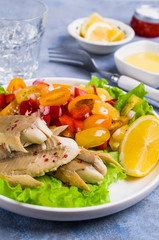 Fish fillet with raw vegetables