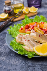 Fish fillet with raw vegetables