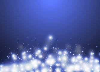 Blue glitter sparkling light bokeh abstract background, Christmas and new year festive vector illustration background