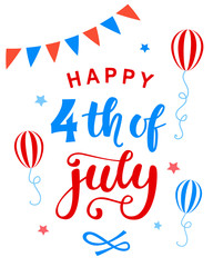 Fourth of July poster with hand written ink lettering
