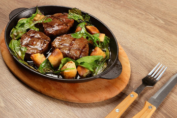 Delicious Steak Meat with Butter in the Fry Pan