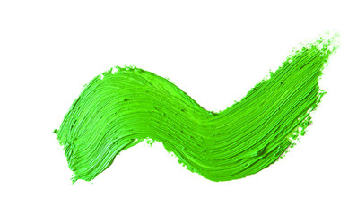 green stroke of the paint brush isolated on white