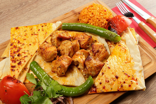 Chicken Shish Kebab in Restaurant Table