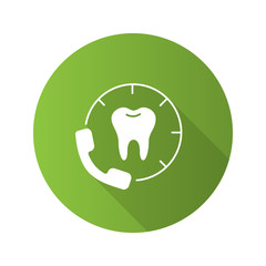 Calling to dental clinic flat design long shadow glyph icon