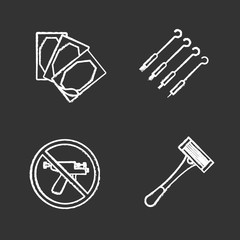 Tattoo studio chalk icons set