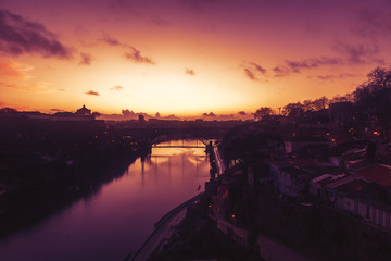 Fototapeta na wymiar Porto, Portugal old city skyline from across the Douro River, beautiful urban landscape, a popular destination for travel to Europe
