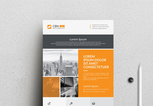 Business Flyer Layout with Orange Accents