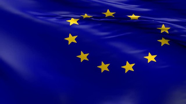 Wehende Fahne der europ&auml;ischen Union, 3d Animation