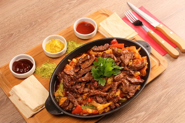 Fototapeta premium Kebab with Lamb Meat in Casserole