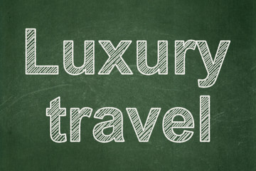 Tourism concept: text Luxury Travel on Green chalkboard background