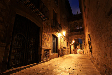 Bridge Between Buildings in Barri Gotic Quarter, Barcelona - Powered by Adobe