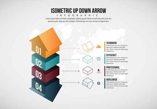 Four Step Up and Down Arrow Infographic Layout