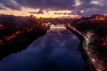 Porto, Portugal old city skyline from across the Douro River, beautiful urban landscape, a popular destination for travel to Europe