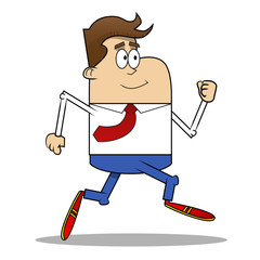 Simple retro cartoon of a businessman running. Vector cartoon illustration.