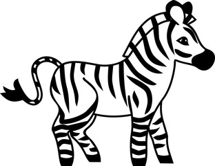 Cute cartoon zebra on white background