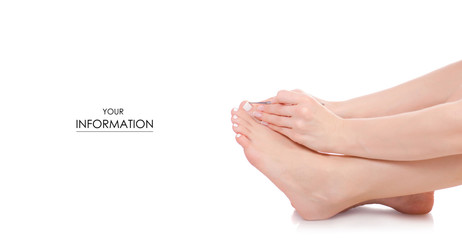 Female feet legs pusher for nails in hands pedicure beauty pattern