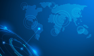 Obraz premium Abstract Blue Hi Tech Satellite Scifi Innovation Concept Vector Background