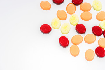 Mixed colorful fruit candies. Bonbon in different colors