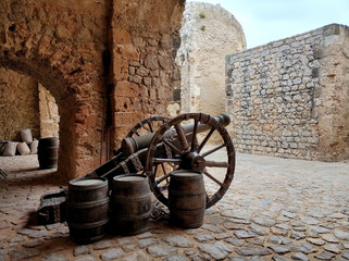 Canon on the castle of Dalt Vila. Ibiza Island. Spain