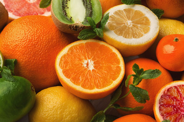 Orange citrus background, closeup