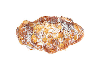croissant with almonds isolated on white background