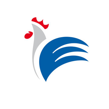 Vector sign abstract rooster, in linear style