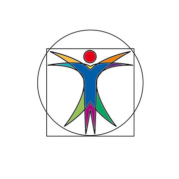 Vector sign abstract vitruvian man, in linear style