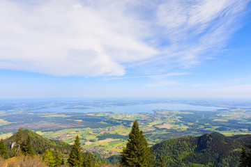 Lake Chiemsee view from Mountain Hochgern, areal view