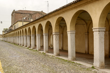 santa Maria covered walkway on Mazzini street, Comacchio, Italy
