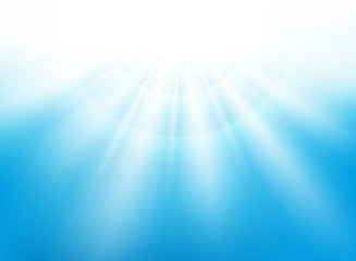 Center sunburst light effect on nice blue sky background