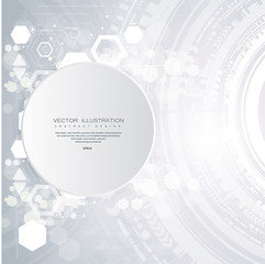 Technology background and abstract digital tech circle with various technological elements. Vector illustration. EPS 10.