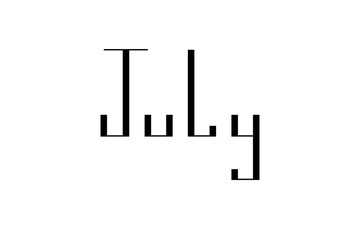 Hand lettering of the word July, vector illustration.