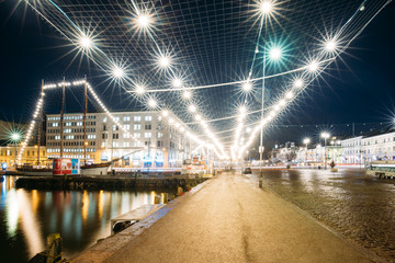 Helsinki, Finland. Evening Night Festive Christmas Xmas New Year