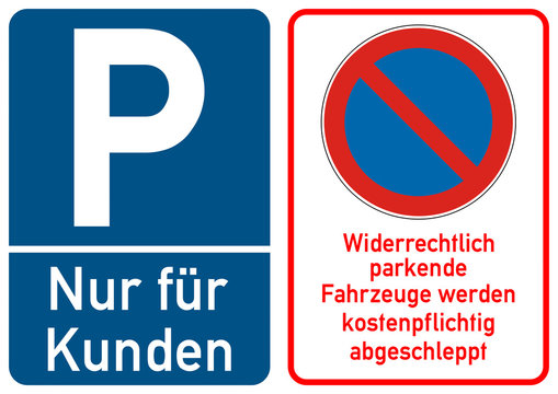 ks302 Kombi-Schild - spr84 SignParkRaum - P - Parken nur für Kunden - Widerrechtlich parkende Fahrzeuge werden kostenpflichtig abgeschleppt - Plakat / Aufkleber - DIN A1 A2 A3 A4 - Poster - xxl g6100