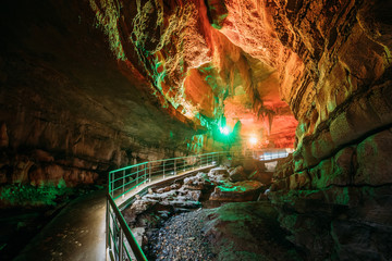 Kutaisi, Georgia. View Of Sataplia Karst Cave In State Sataplia 