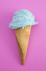 Blue Ice Cream in a Waffle Cone