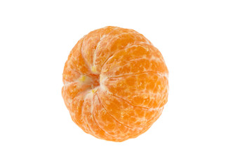 peeled mandarin on white background