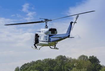 Special forces in helicopter in a low flight