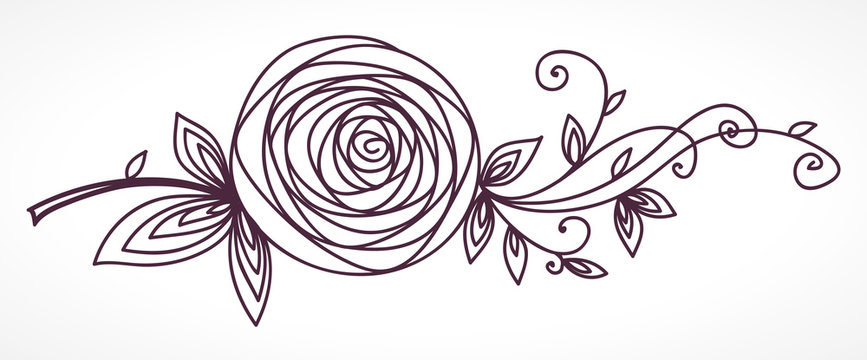 Rose. Stylized flower hand drawing