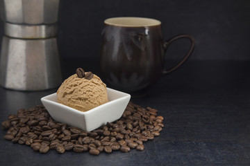 Coffee Flavored Ice Cream in a Square Dish