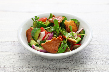 fattoush salad with sumac and pita bread, Lebanese cuisine