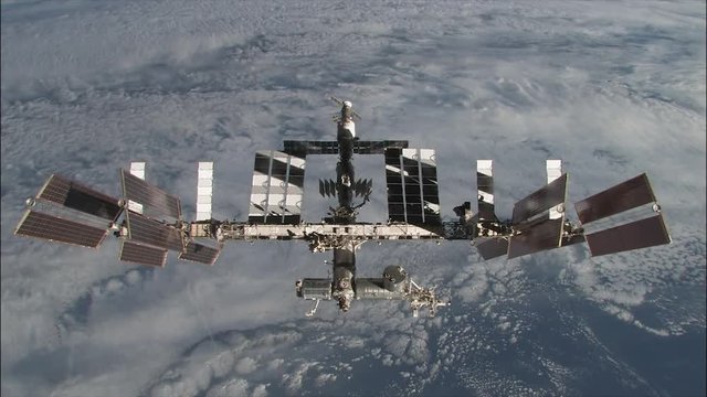 High Angle, ISS Flies Over Earth