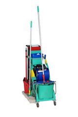 Cart for cleaning on an isolated background