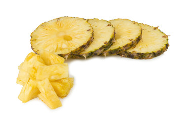pineapple slice cut isolated on white background