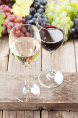 Wine glasses and grapes